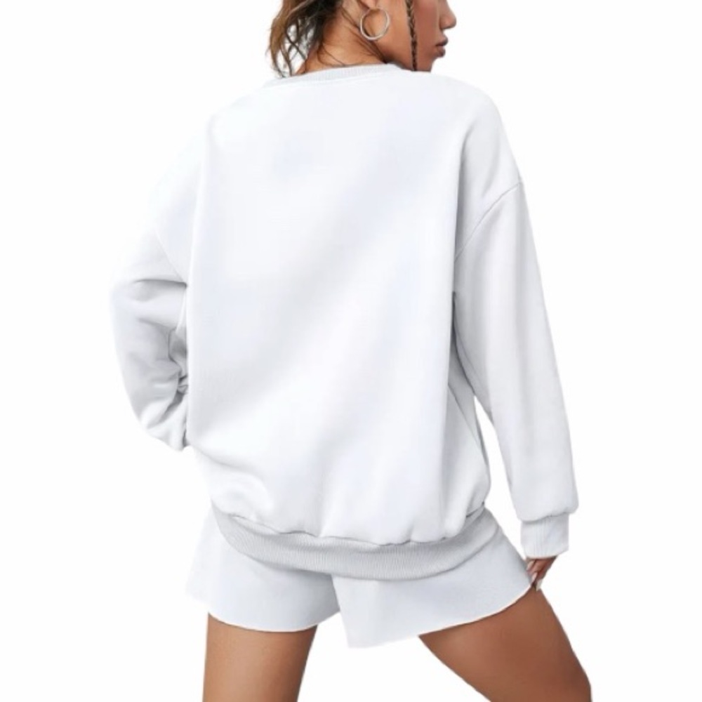 White USA Sweatshirt and Shorts Set Size Large New - Picture 2 of 3